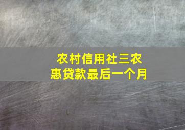 农村信用社三农惠贷款最后一个月