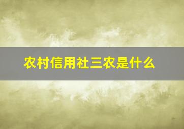 农村信用社三农是什么