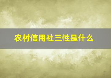 农村信用社三性是什么