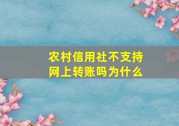 农村信用社不支持网上转账吗为什么