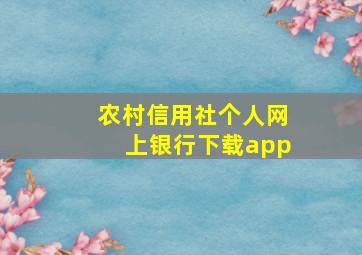 农村信用社个人网上银行下载app