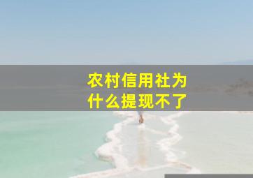 农村信用社为什么提现不了