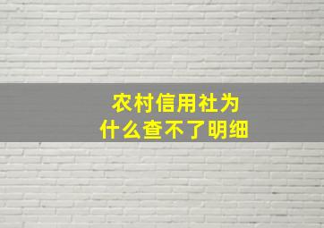 农村信用社为什么查不了明细