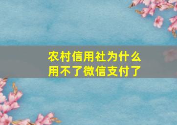 农村信用社为什么用不了微信支付了