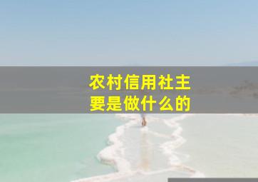 农村信用社主要是做什么的