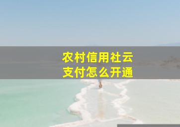 农村信用社云支付怎么开通