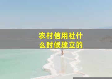 农村信用社什么时候建立的