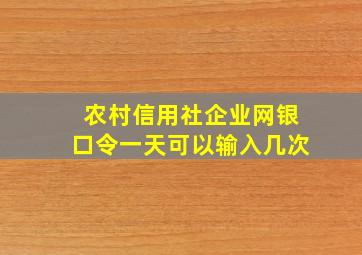 农村信用社企业网银口令一天可以输入几次