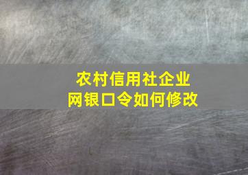 农村信用社企业网银口令如何修改