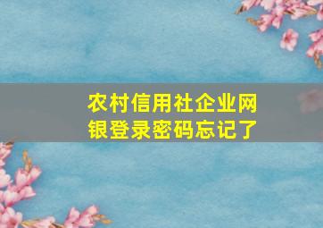 农村信用社企业网银登录密码忘记了