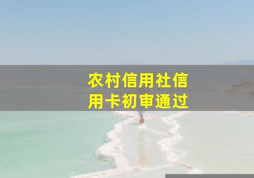 农村信用社信用卡初审通过