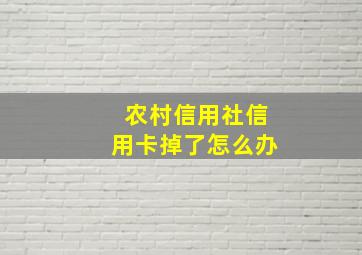 农村信用社信用卡掉了怎么办