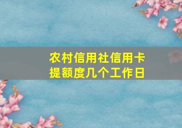 农村信用社信用卡提额度几个工作日