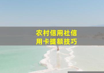 农村信用社信用卡提额技巧