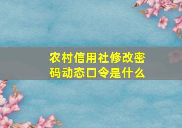 农村信用社修改密码动态口令是什么