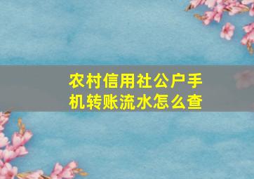 农村信用社公户手机转账流水怎么查