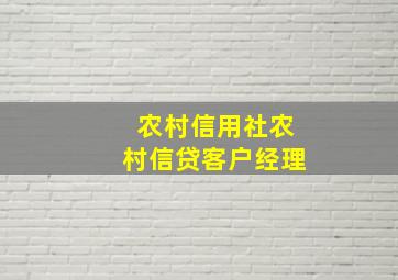 农村信用社农村信贷客户经理