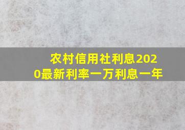 农村信用社利息2020最新利率一万利息一年