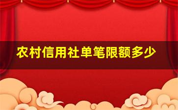 农村信用社单笔限额多少