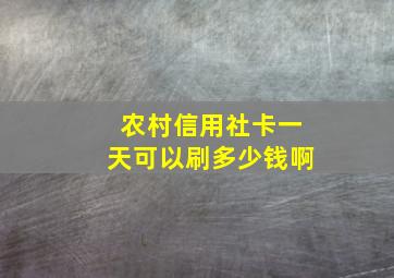 农村信用社卡一天可以刷多少钱啊