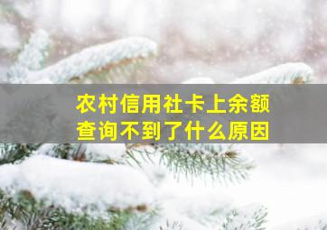 农村信用社卡上余额查询不到了什么原因