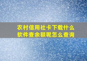 农村信用社卡下载什么软件查余额呢怎么查询