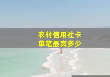 农村信用社卡单笔最高多少