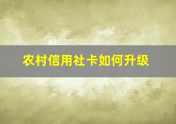 农村信用社卡如何升级