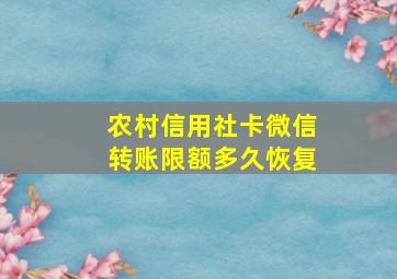 农村信用社卡微信转账限额多久恢复