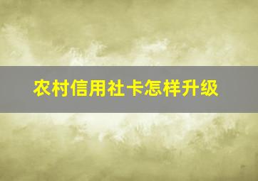 农村信用社卡怎样升级