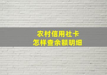 农村信用社卡怎样查余额明细