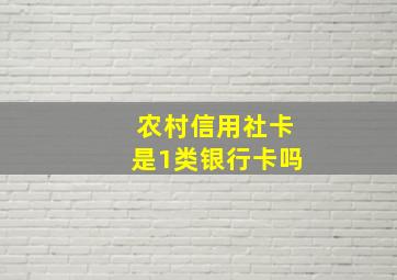 农村信用社卡是1类银行卡吗