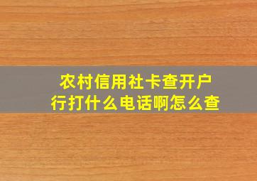 农村信用社卡查开户行打什么电话啊怎么查