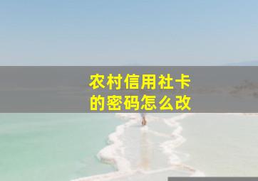 农村信用社卡的密码怎么改