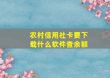 农村信用社卡要下载什么软件查余额