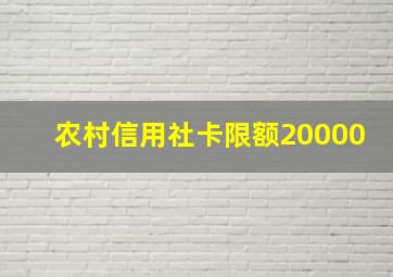 农村信用社卡限额20000