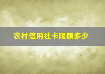 农村信用社卡限额多少