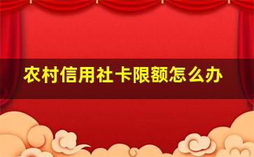 农村信用社卡限额怎么办