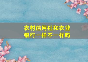 农村信用社和农业银行一样不一样吗