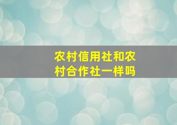 农村信用社和农村合作社一样吗