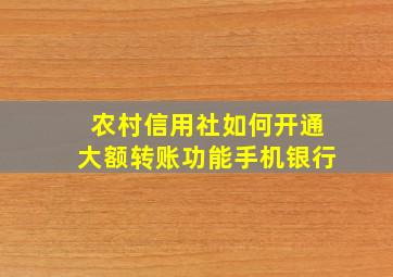 农村信用社如何开通大额转账功能手机银行