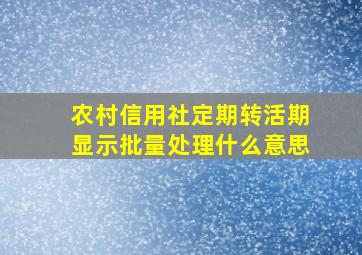 农村信用社定期转活期显示批量处理什么意思