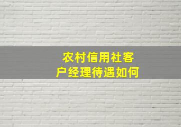 农村信用社客户经理待遇如何