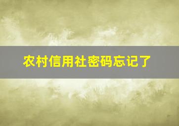 农村信用社密码忘记了