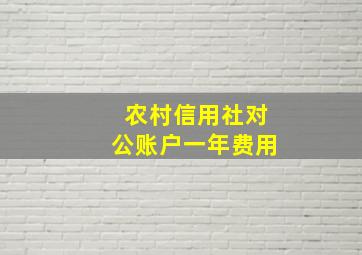 农村信用社对公账户一年费用