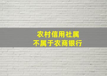 农村信用社属不属于农商银行