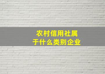 农村信用社属于什么类别企业