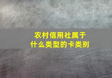 农村信用社属于什么类型的卡类别