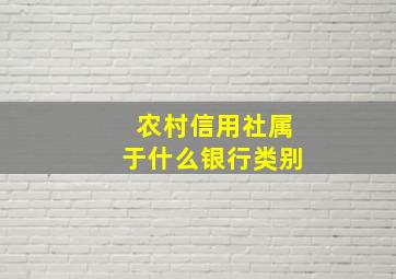 农村信用社属于什么银行类别