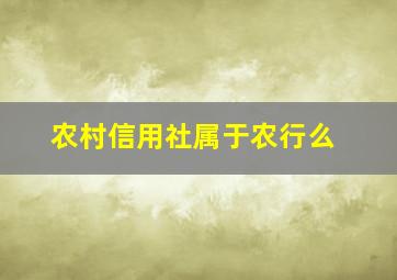 农村信用社属于农行么